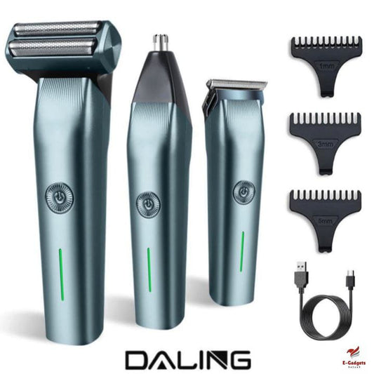 Daling 3-in-1 Rechargeable Grooming Machine | Trimmer, Shaver & Nose Hair Cutter for Men