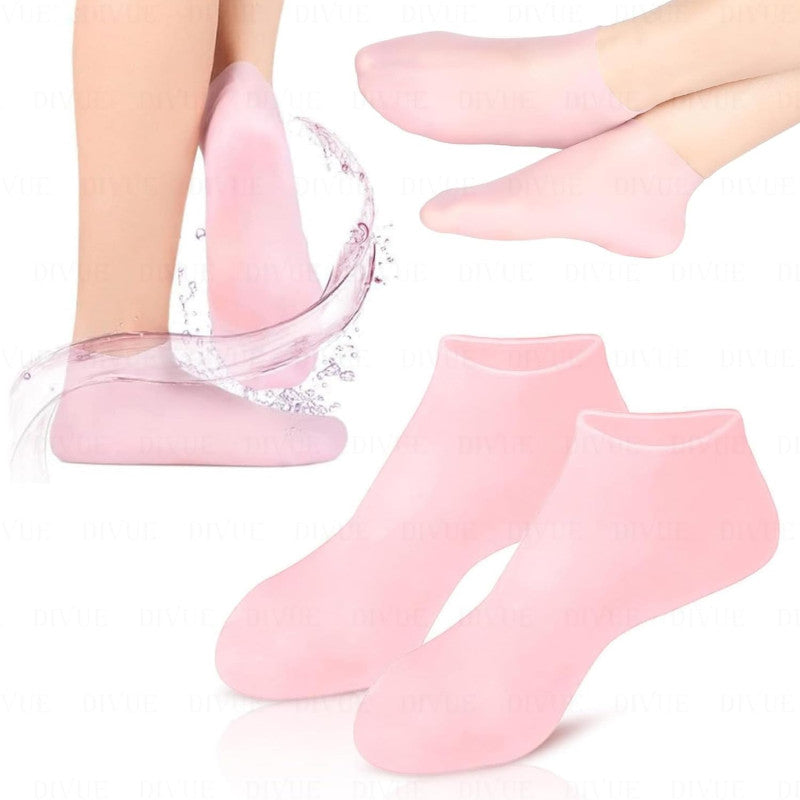 Hydrating Gel Silicone Socks for Dry Feet & Cracked Heels Repair